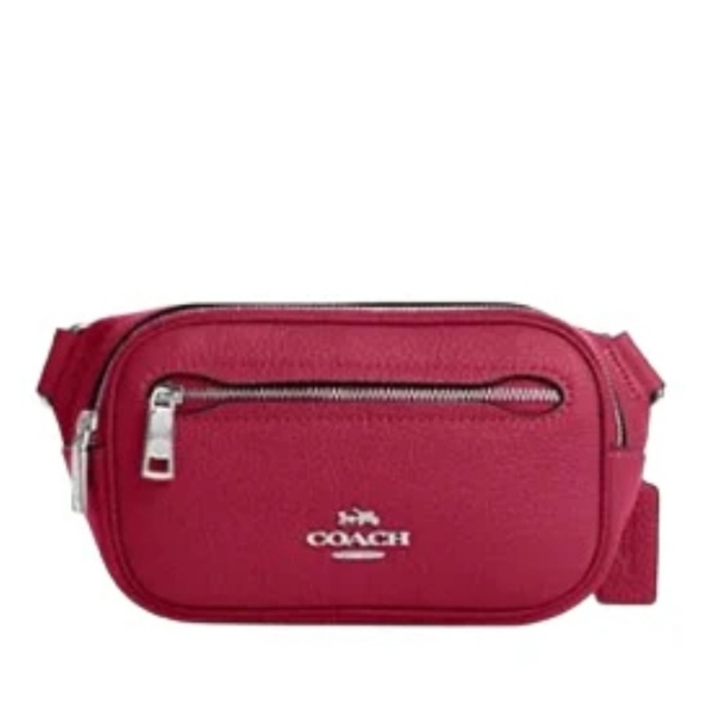 NWT Coach Pebbled Leather Mini Belt Bag in fuchsia or bright violet Pink